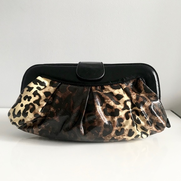 NWOT Aldo Black Brown Leopard Large Clutch Bag - Picture 1 of 15